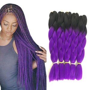 32" BLACK/PURPLE 5pcs Ombre Jumbo Braid Hair Ext